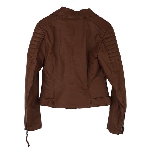 Forever 21 Brown Faux Leather Moto Jacket Small - Picture 2 of 10